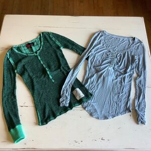 Bundle of 2 Buffalo David Bitton Green & Blue henley top tops Small